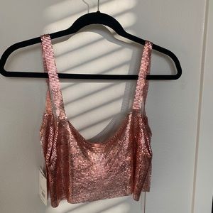 Missguided Chainmail Pink Crop Top One Size NEW!